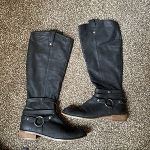 Steve Madden Black Leather Knee High Boots 8.5